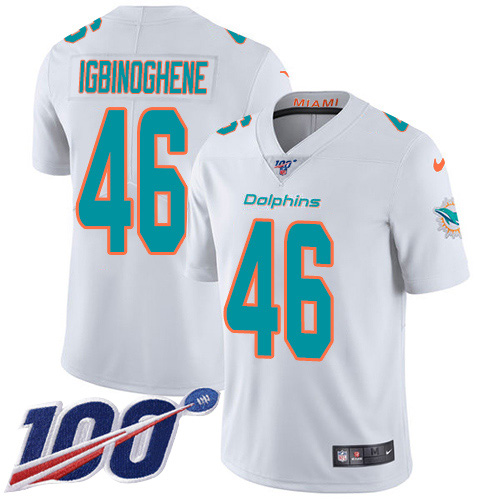 Miami Dolphins #46 Noah Igbinoghene White Men Stitched NFL 100th Season Vapor Untouchable Limited Jersey